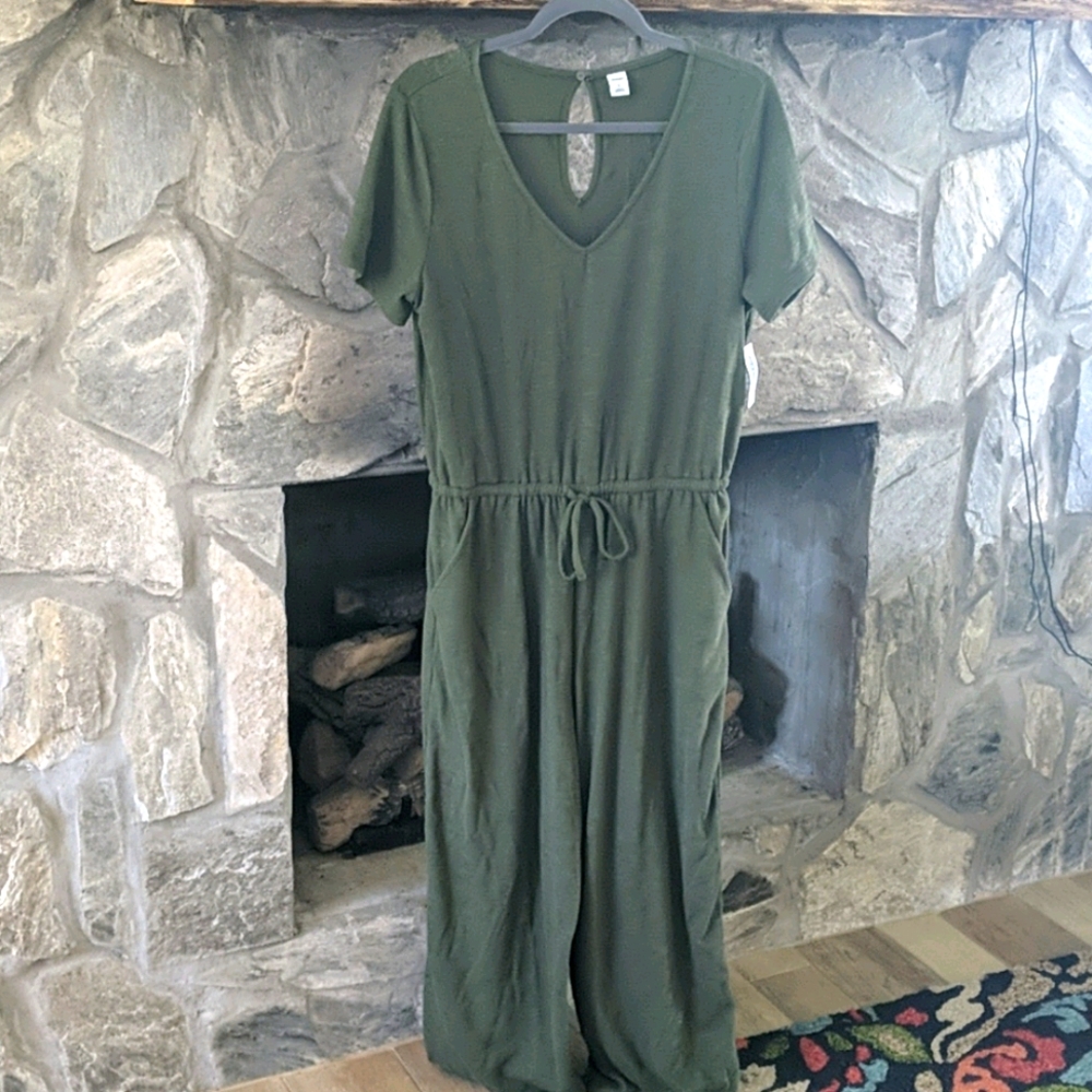 Green knit jumpsuit